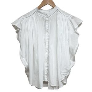 Madewell Shirred Lace Trim Top White Size L NWT